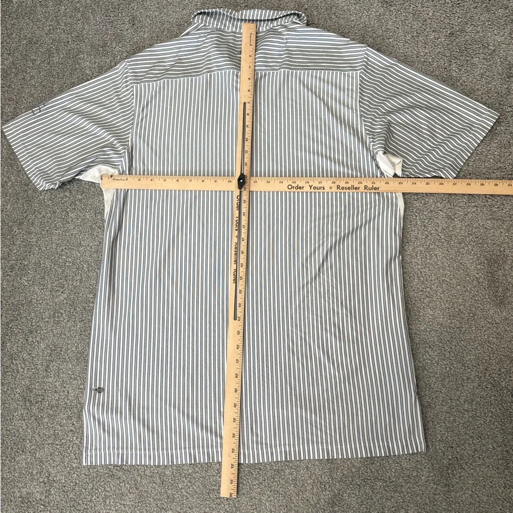 adidas polo shirt mens large‎ blue gray stripe athletic climatecool golf outdoor